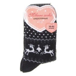 Носки женские, Milano Socks (Милано Сокс) р. 36-40 №200 шерстяные рисунок №4 черные