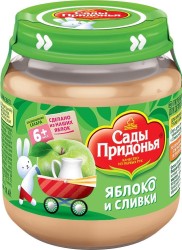 Пюре Сады Придонья яблоки сливки без сахара с 6 мес 120 г